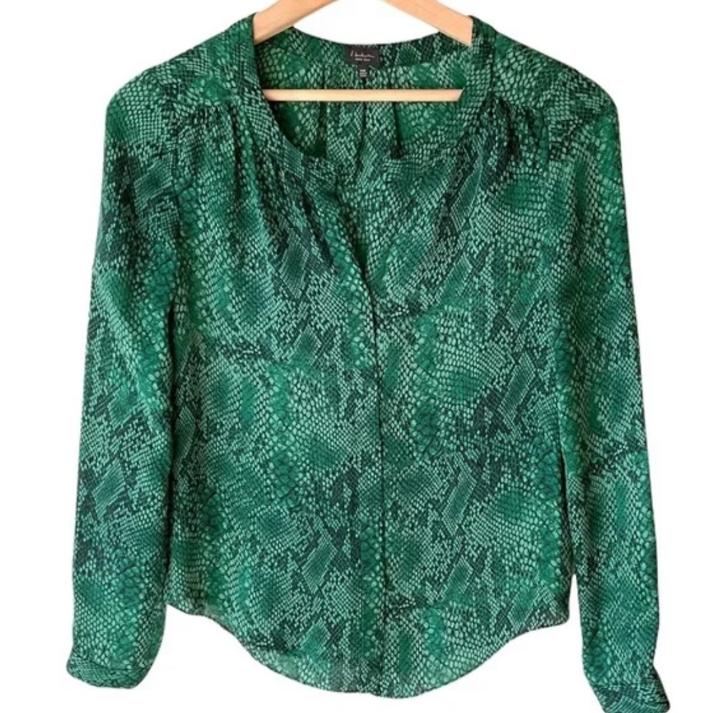 Aritzia Snake Green Silk Blouse